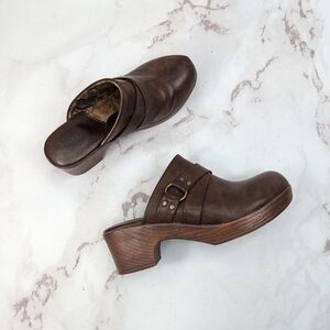 Born Of Concept Clog Women 9 EU 40 Brown Mules Shoes Faux Wood Leather Vegan BOC